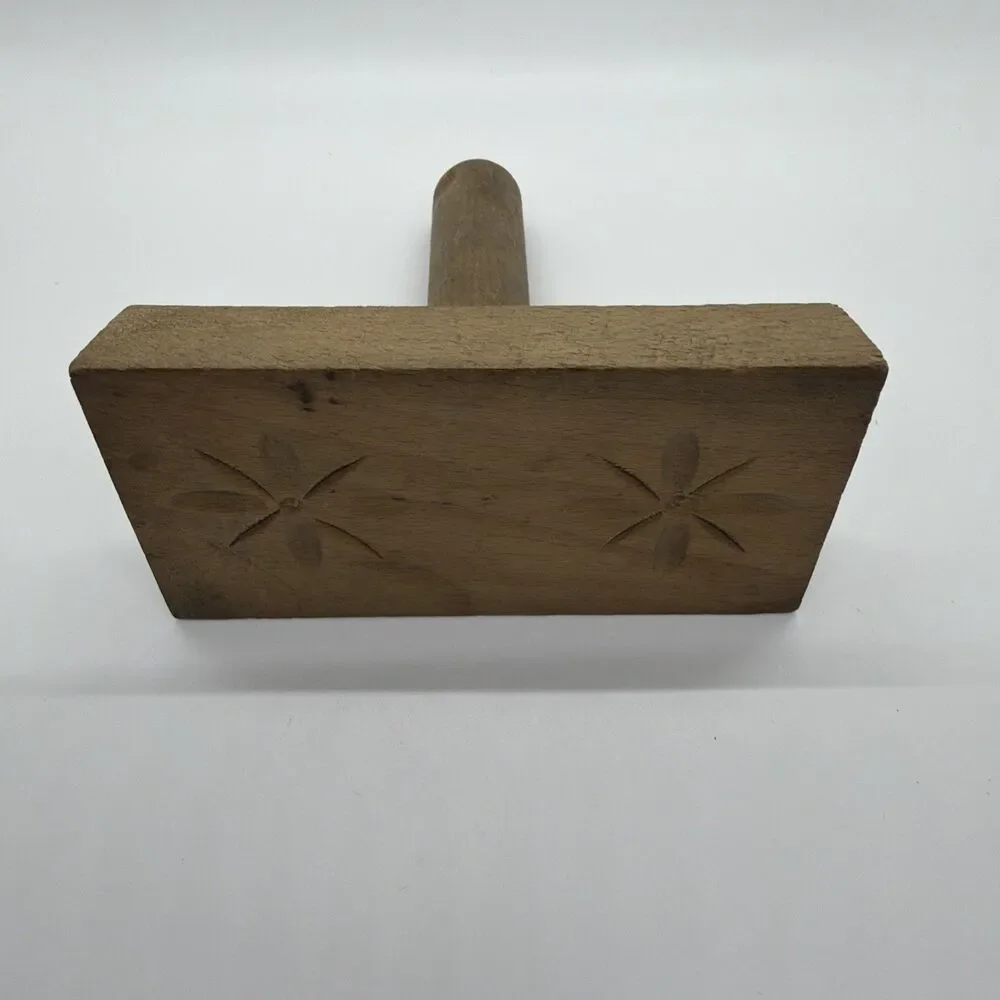 Antique Wooden Butter Stamp (No Mold) - Primitive Star Pattern- Handmade- Wood